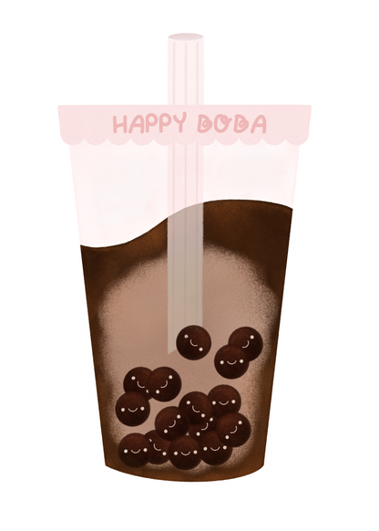 happy boba (individual sticker)
