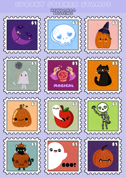 spooky stamps (sticker sheet)