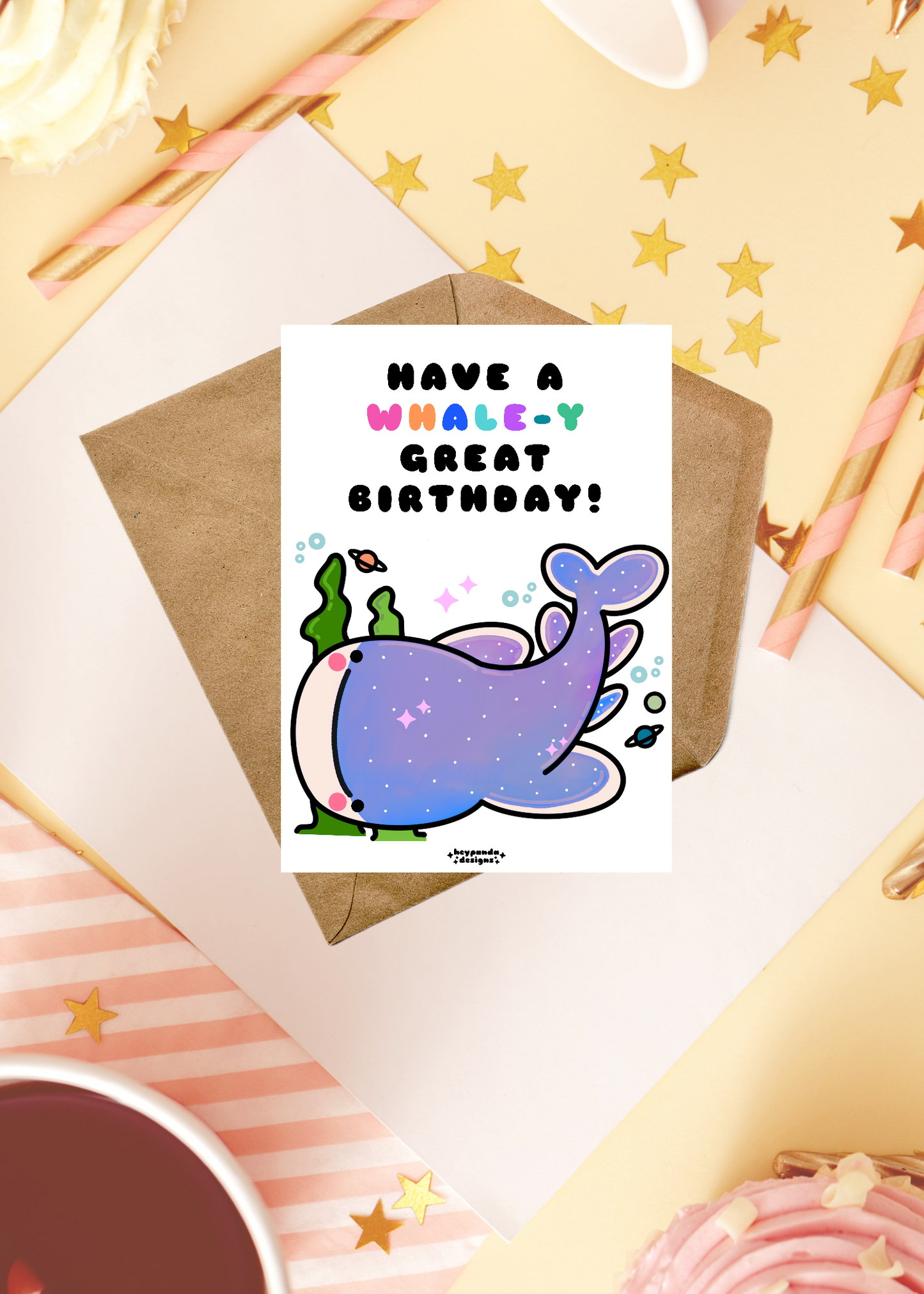 galaxy whale shark bday (greeting card)