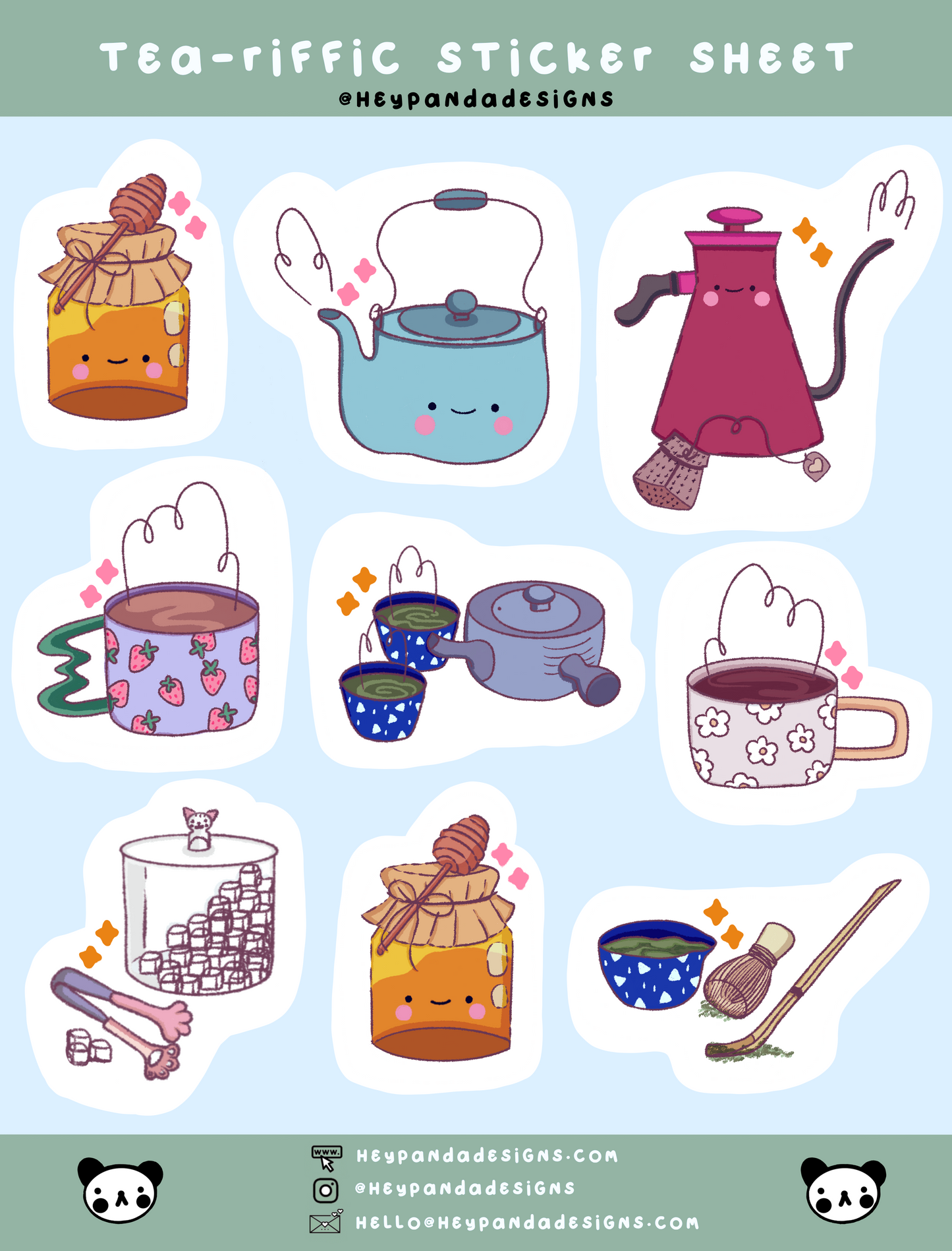 tea-riffic teas (sticker sheet)