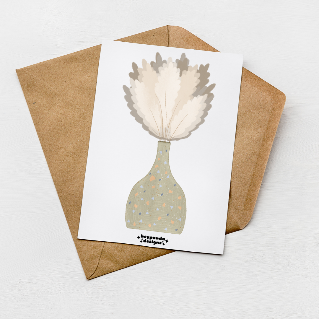 vase pampas grass (greeting card)