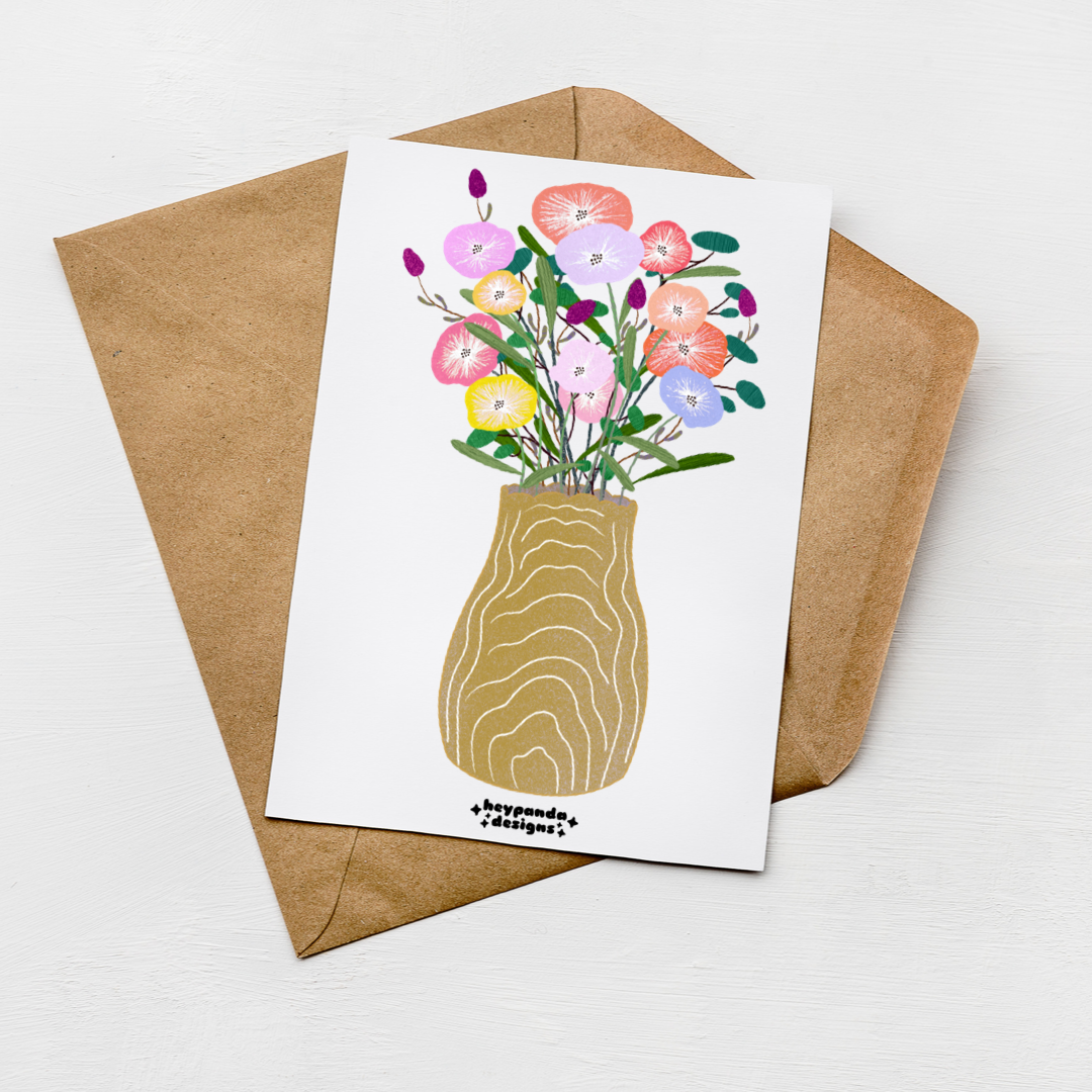 vase evening primrose (greeting card)