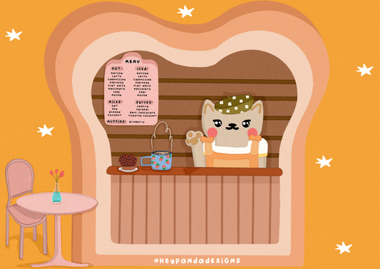 cat cafe (art print)